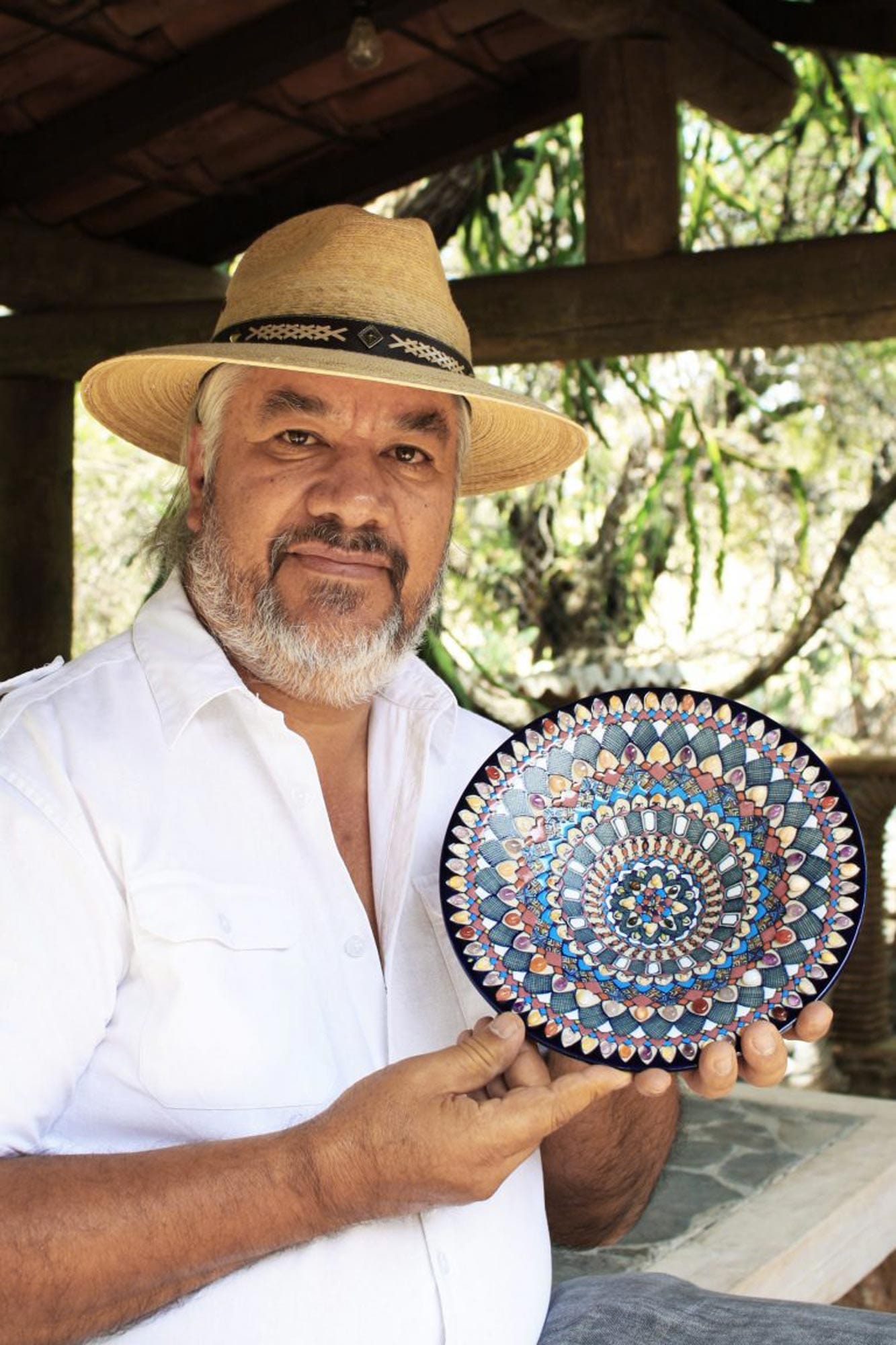Hand-Painted Ceramic Serving Bowl in Green from Mexico - Green Valley