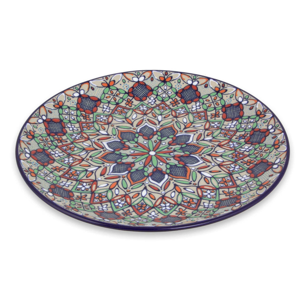 Multicolor Floral Ceramic 10-In Plate from Mexico - Guanajuato Festivals