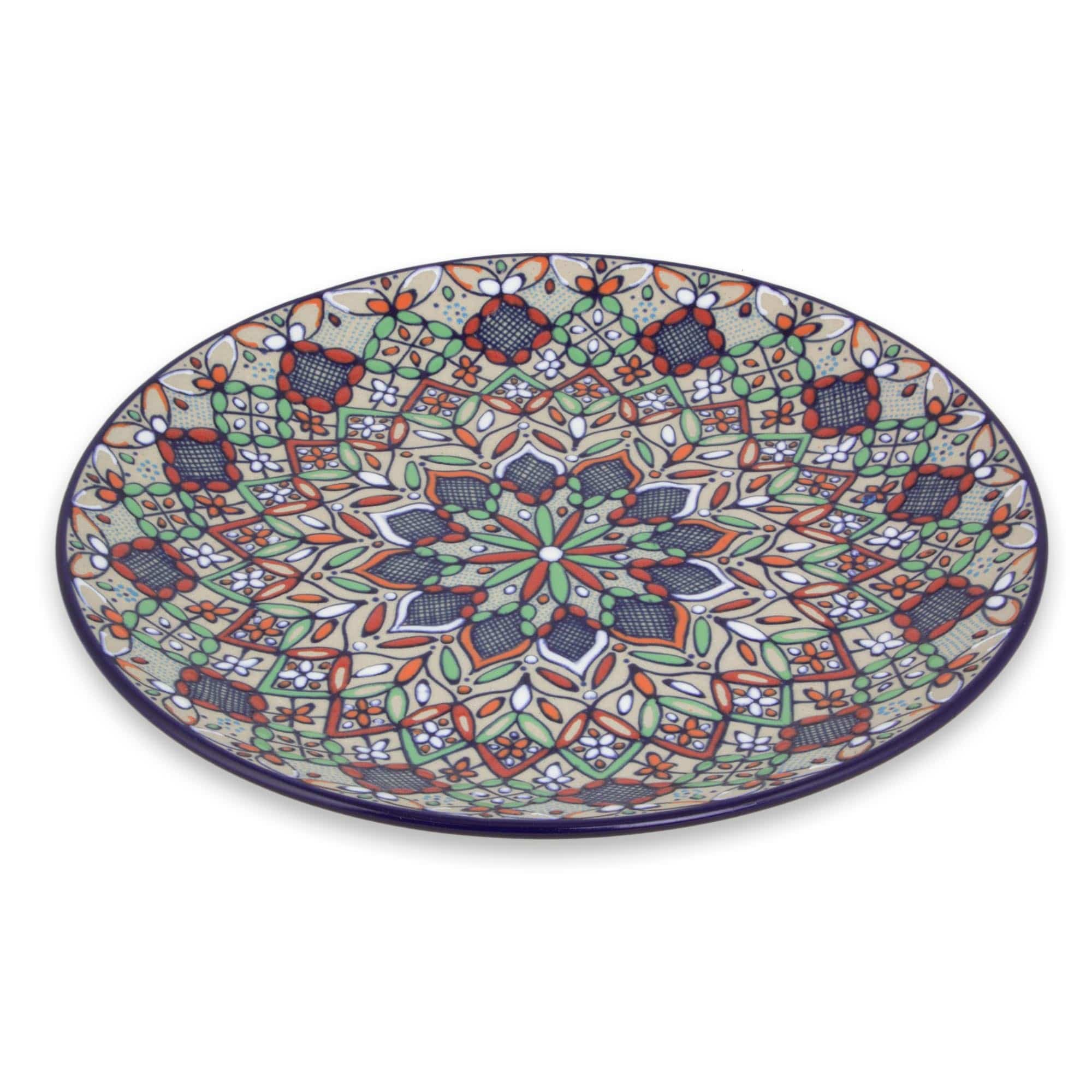 Multicolor Floral Ceramic 10-In Plate from Mexico - Guanajuato Festivals