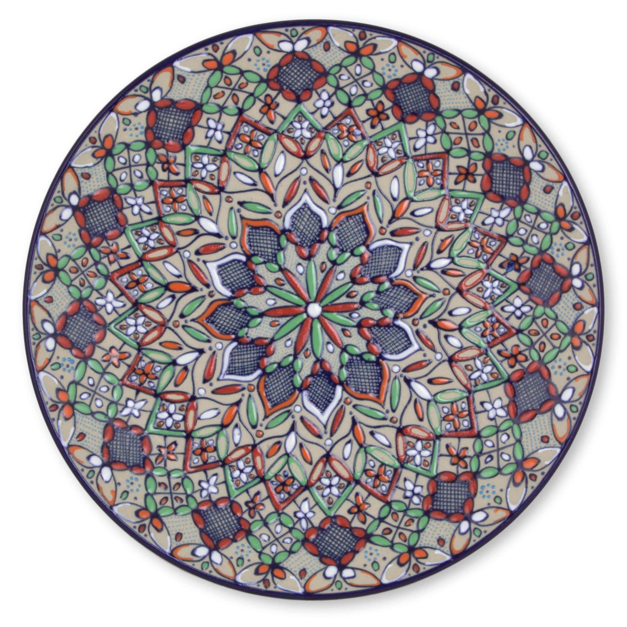 Multicolor Floral Ceramic 10-In Plate from Mexico - Guanajuato Festivals
