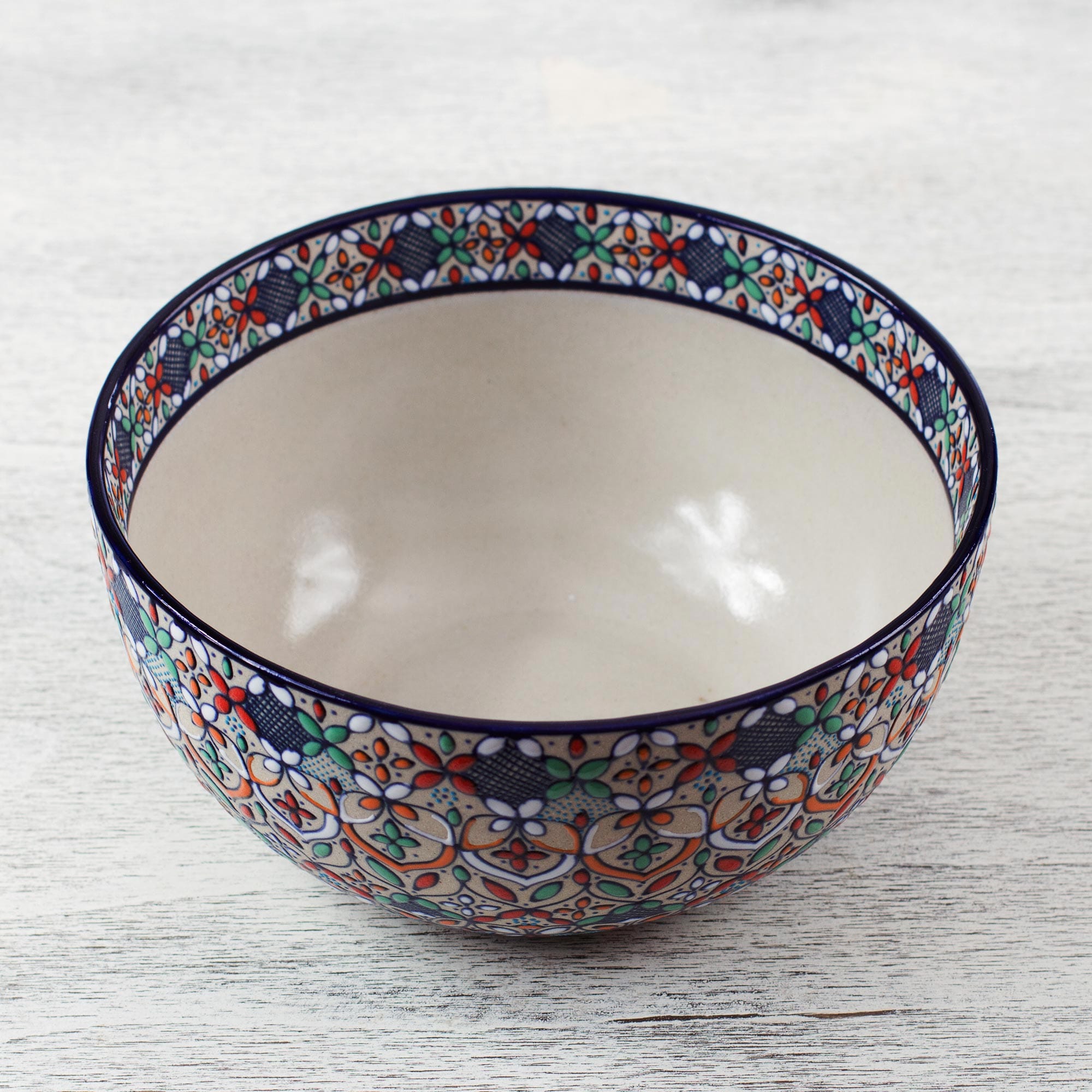 Handcrafted Floral Ceramic Serving Bowl from Mexico - Guanajuato Festivals