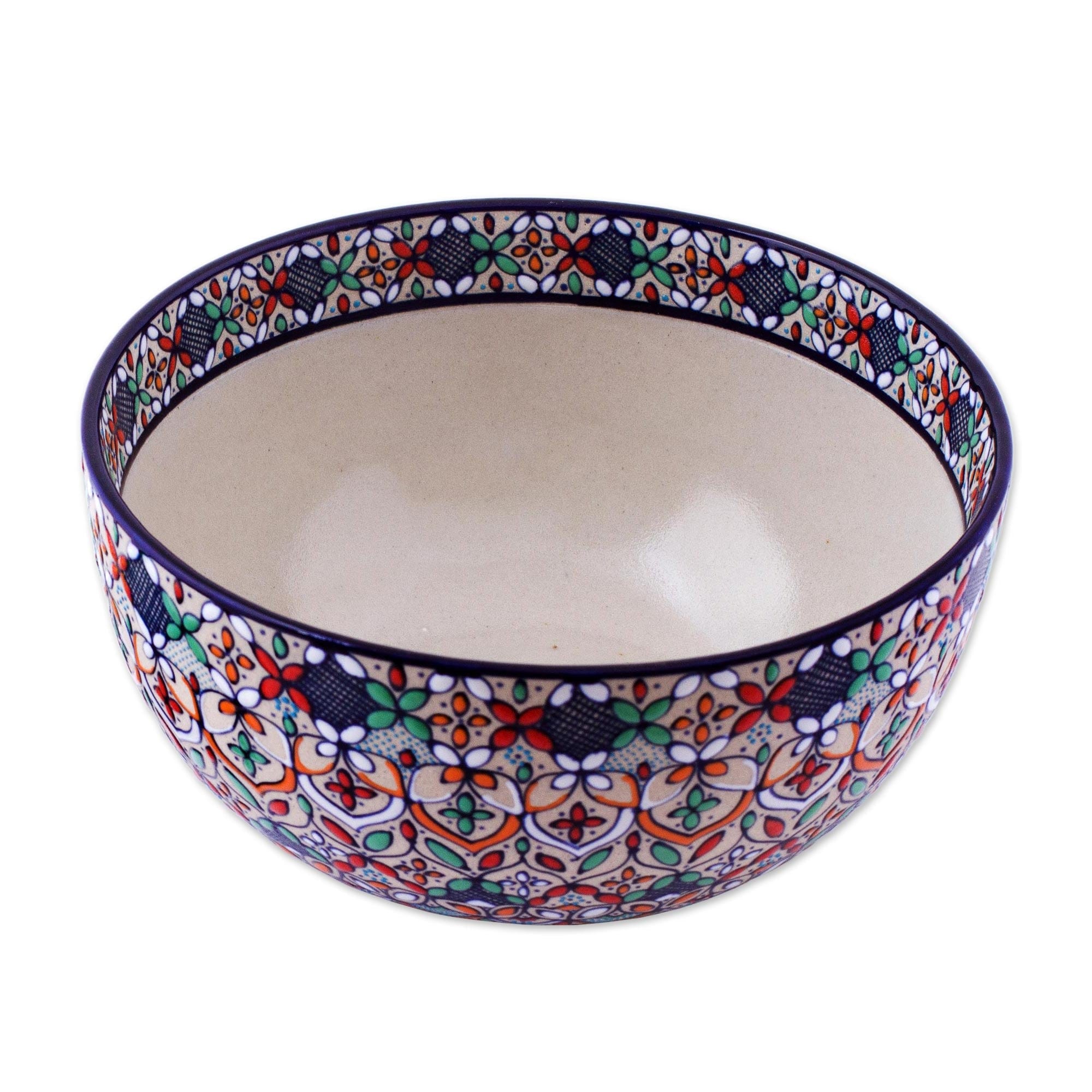 Handcrafted Floral Ceramic Serving Bowl from Mexico - Guanajuato Festivals