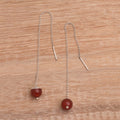 Handmade Carnelian Threader Earrings 925 Sterling Silver - Soaring Dawn