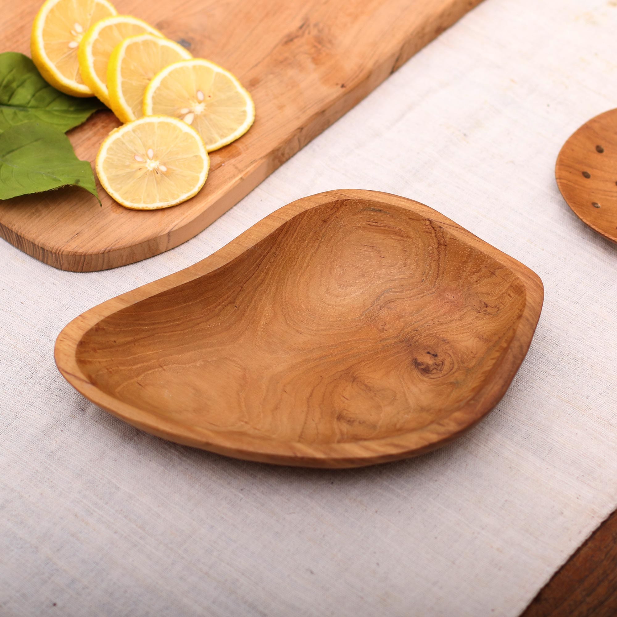 Hand Carved Teak Wood Appetizer Bowl from Bali - Nature's Course