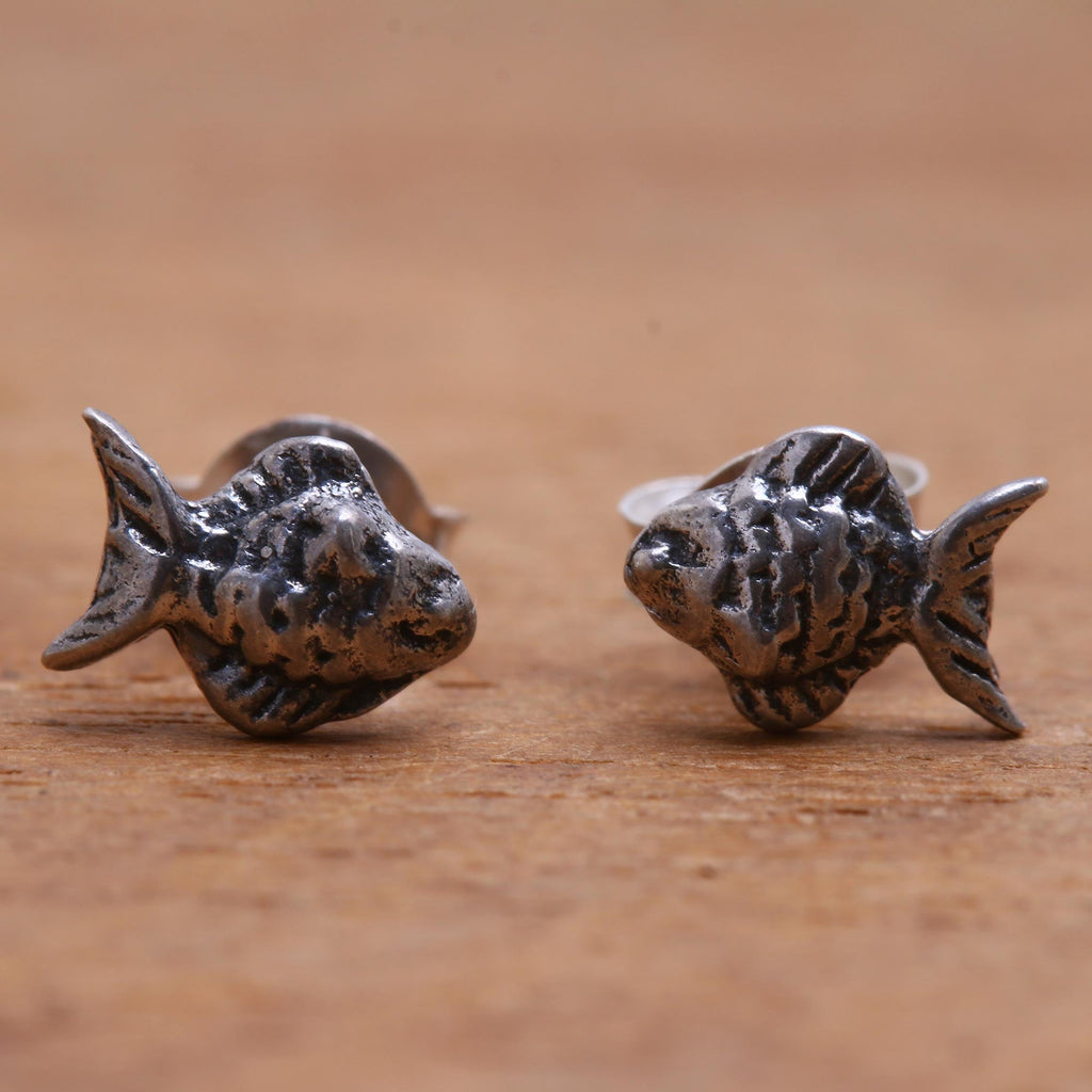 Sterling Silver Fish Stud Earrings from Bali - Sanur Fish