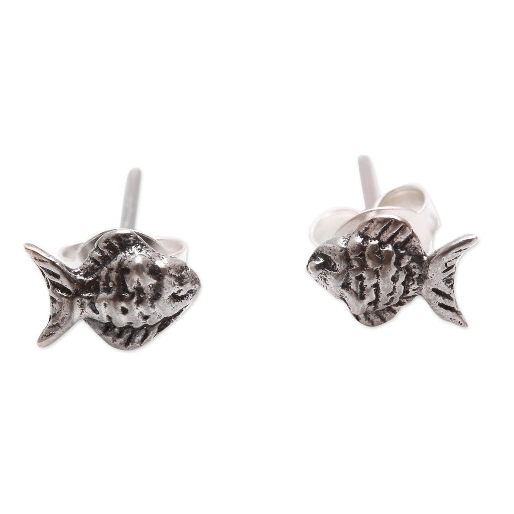Sterling Silver Fish Stud Earrings from Bali - Sanur Fish