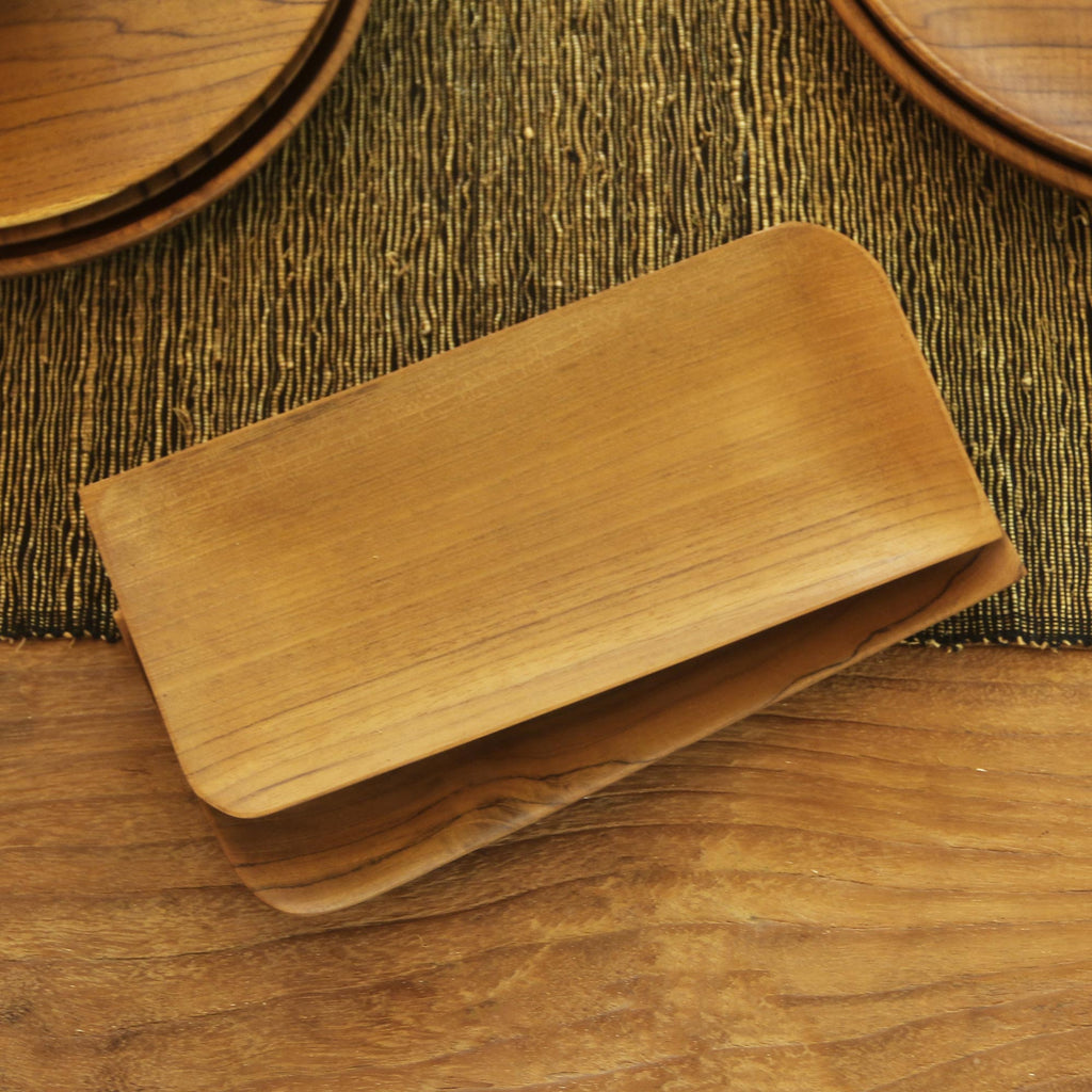 Handmade Rectangular Teak Wood Sushi Plates (Pair) - Served Cold