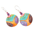 Artisan Crafted Garnet and Amethyst Dangle Earrings - Mossy Rocks