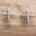 Balinese Handcrafted Cross Button Earrings - Cross the Line
