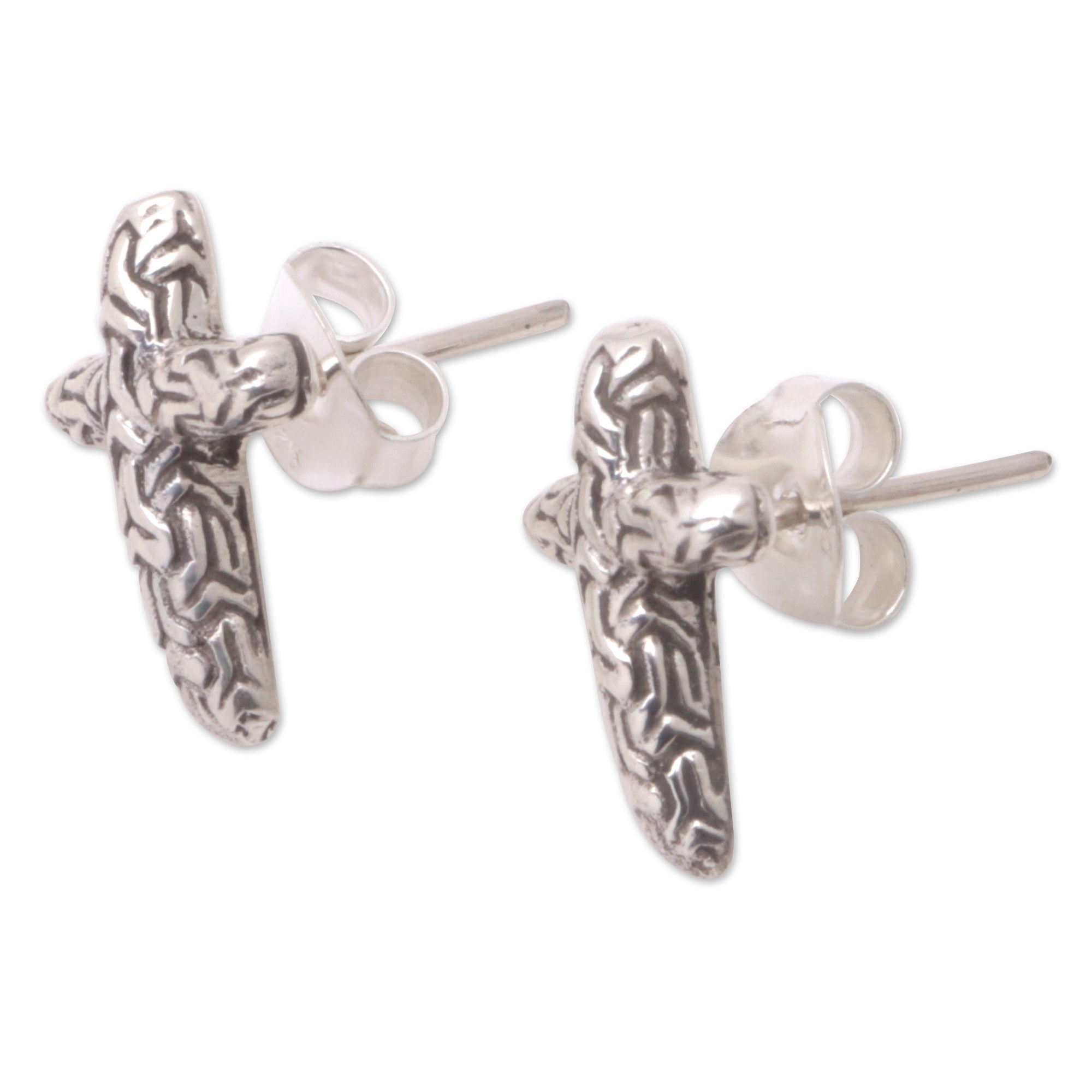 Balinese Handcrafted Cross Button Earrings - Cross the Line