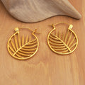 22k Gold-Plated Palm-Themed Hoop Earrings from Indonesia - Palm Flair