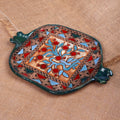 Fair Trade Green and Red Glazed Pomegranate Ceramic Tray - Pomegranate Fortune