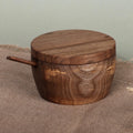 Armenian Hand-Carved Walnut Wood Lidded Bowl and Spoon Set - Sylvan Delicacy