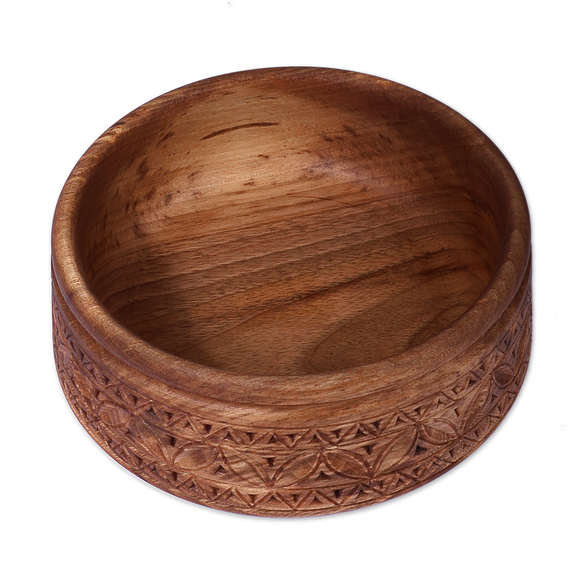 Classic Leaf-Themed Walnut Wood Serving Bowl from Armenia - Leafy Feast