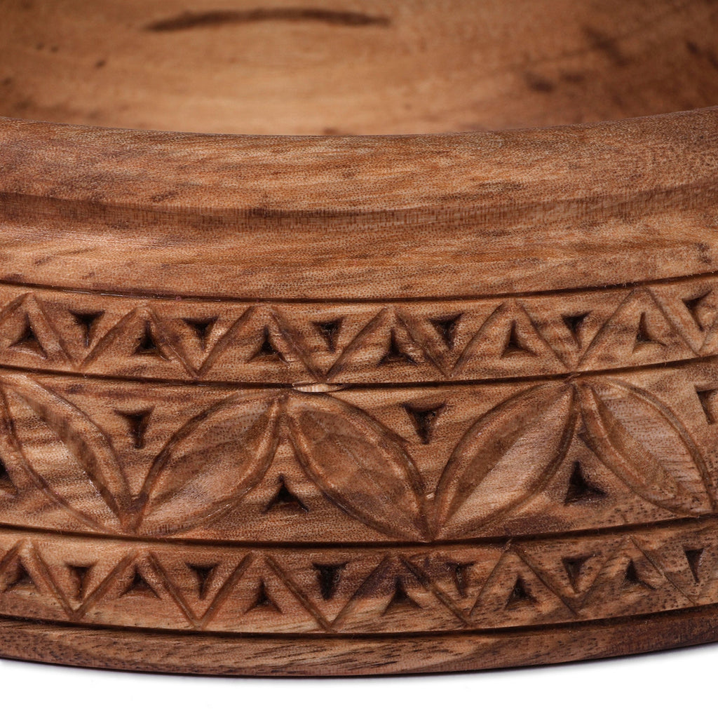 Classic Leaf-Themed Walnut Wood Serving Bowl from Armenia - Leafy Feast