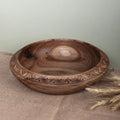 Fair Trade Hand-Carved Walnut Wood Serving Bowl from Armenia - Forest Focus
