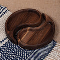 Yin-and-Yang-Themed 2-Piece Walnut Wood Snack Plate Set - Yin & Yang Flavor