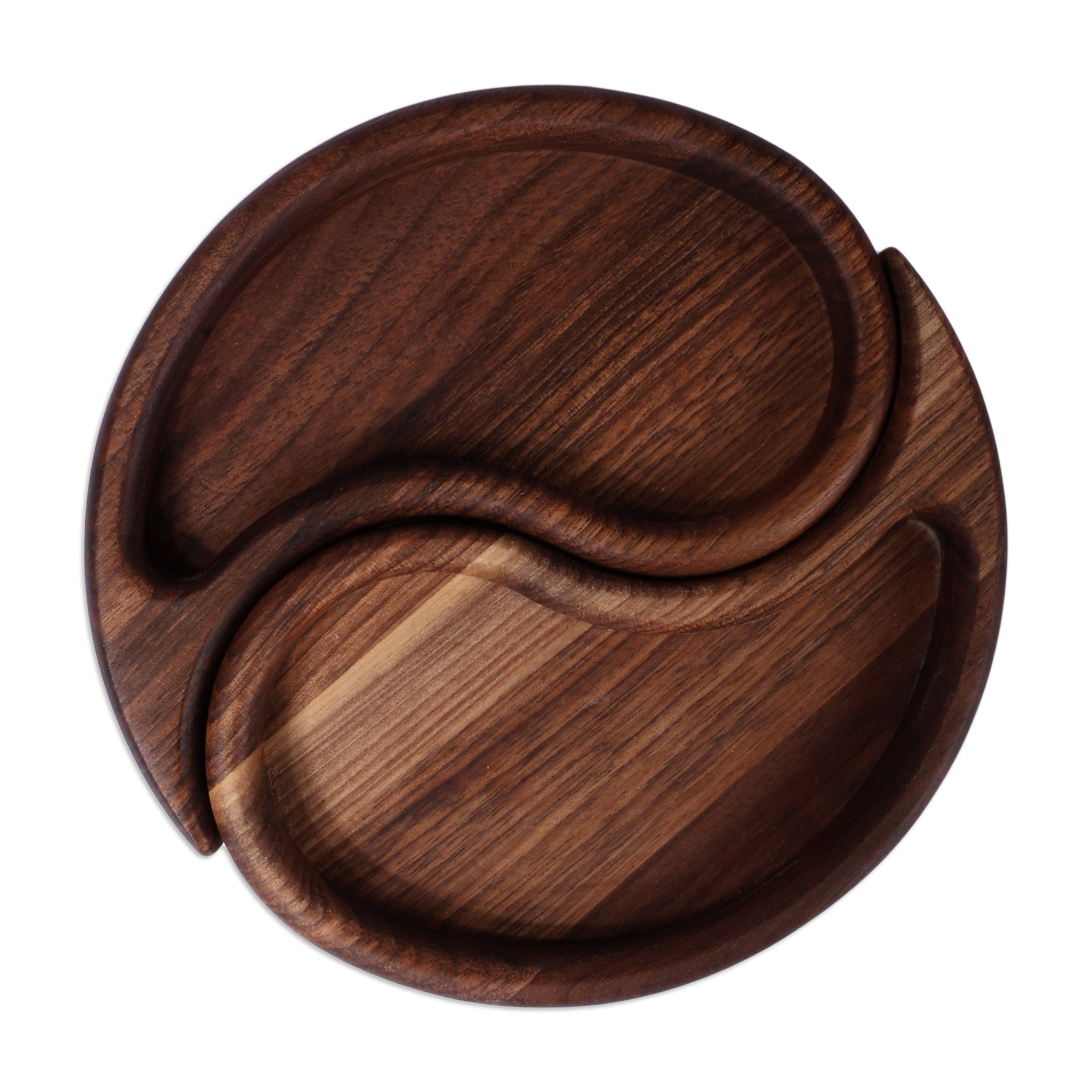 Yin-and-Yang-Themed 2-Piece Walnut Wood Snack Plate Set - Yin & Yang Flavor