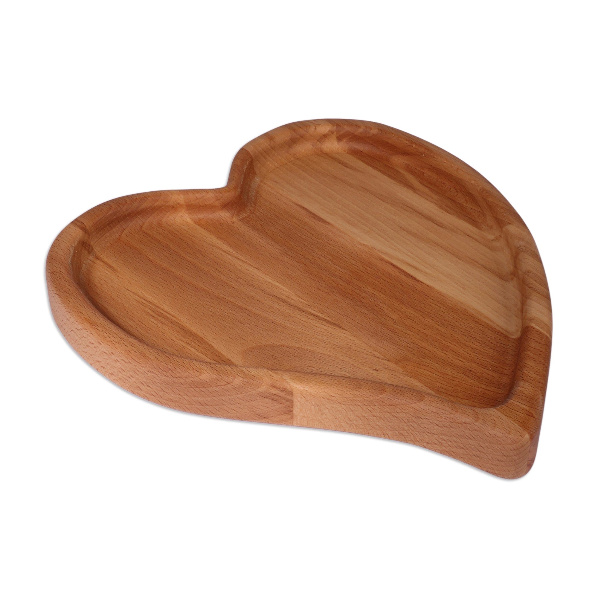 Romantic Heart-Shaped Beechwood Appetizer Plate from Armenia - Delicious Heart