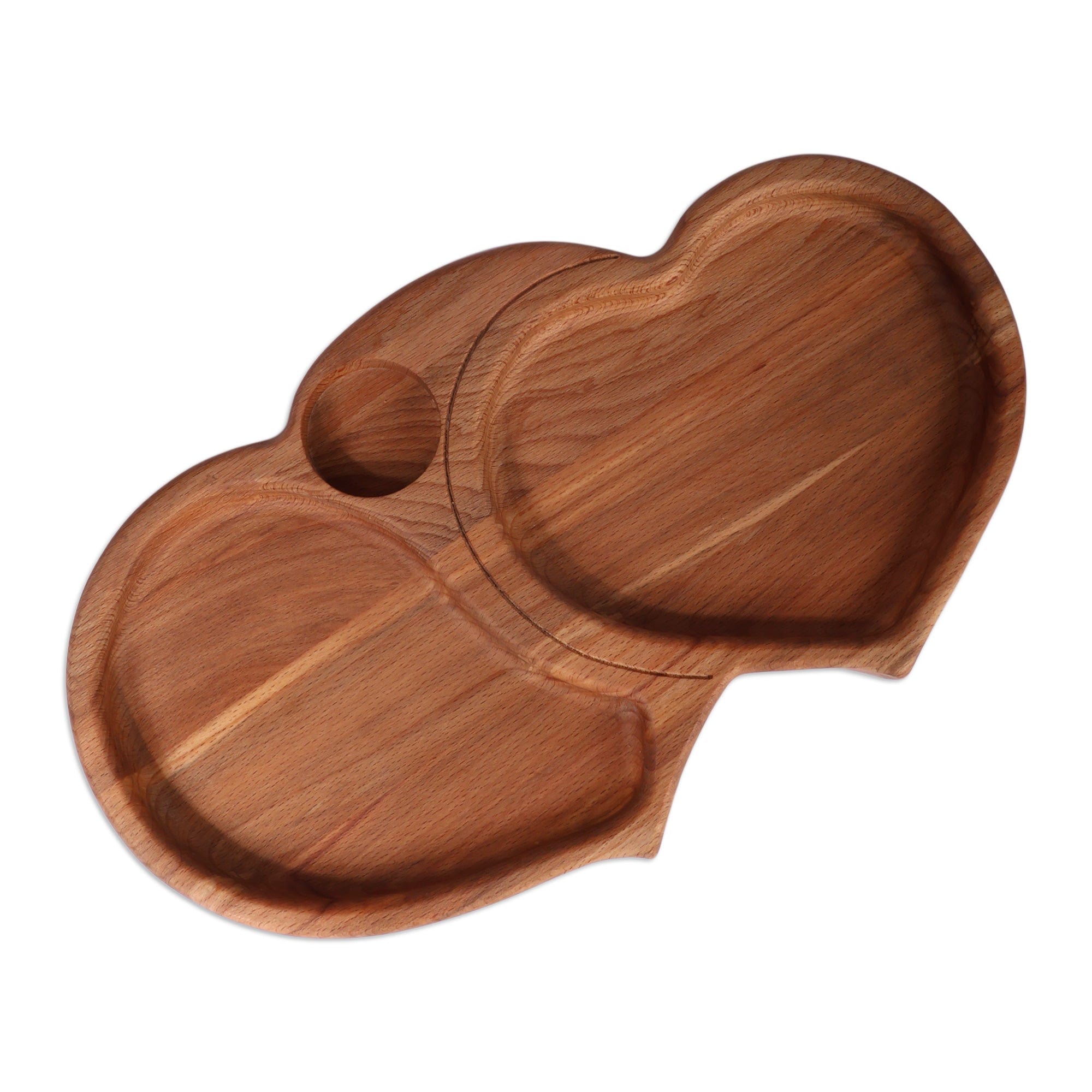 Heart-Shaped Beechwood Appetizer Plate Carved in Armenia - Tasty Romance