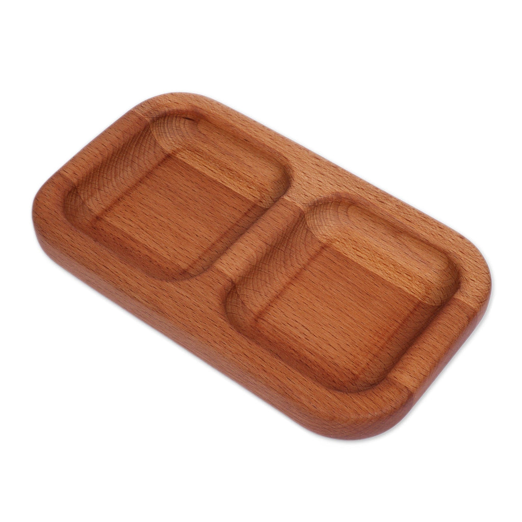 Minimalist-Inspired Beech Wood Appetizer Plate from Armenia - Tasty Duo