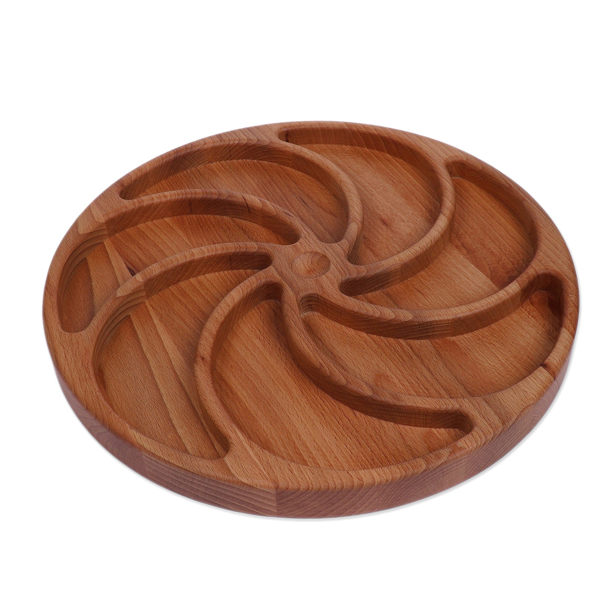 Armenian-Made Hand-Carved Round Beech Wood Appetizer Plate - Tasty Whirl