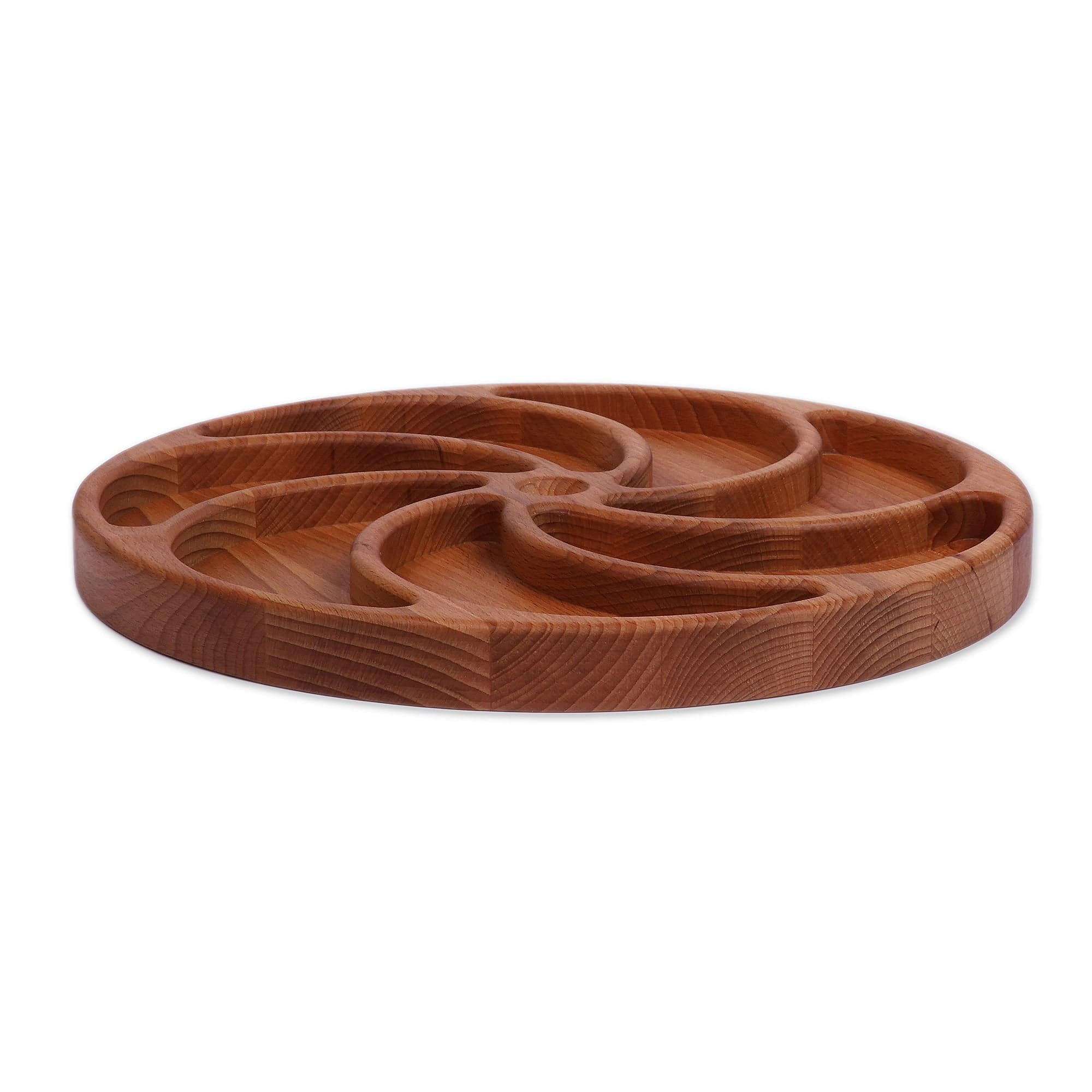Armenian-Made Hand-Carved Round Beech Wood Appetizer Plate - Tasty Whirl