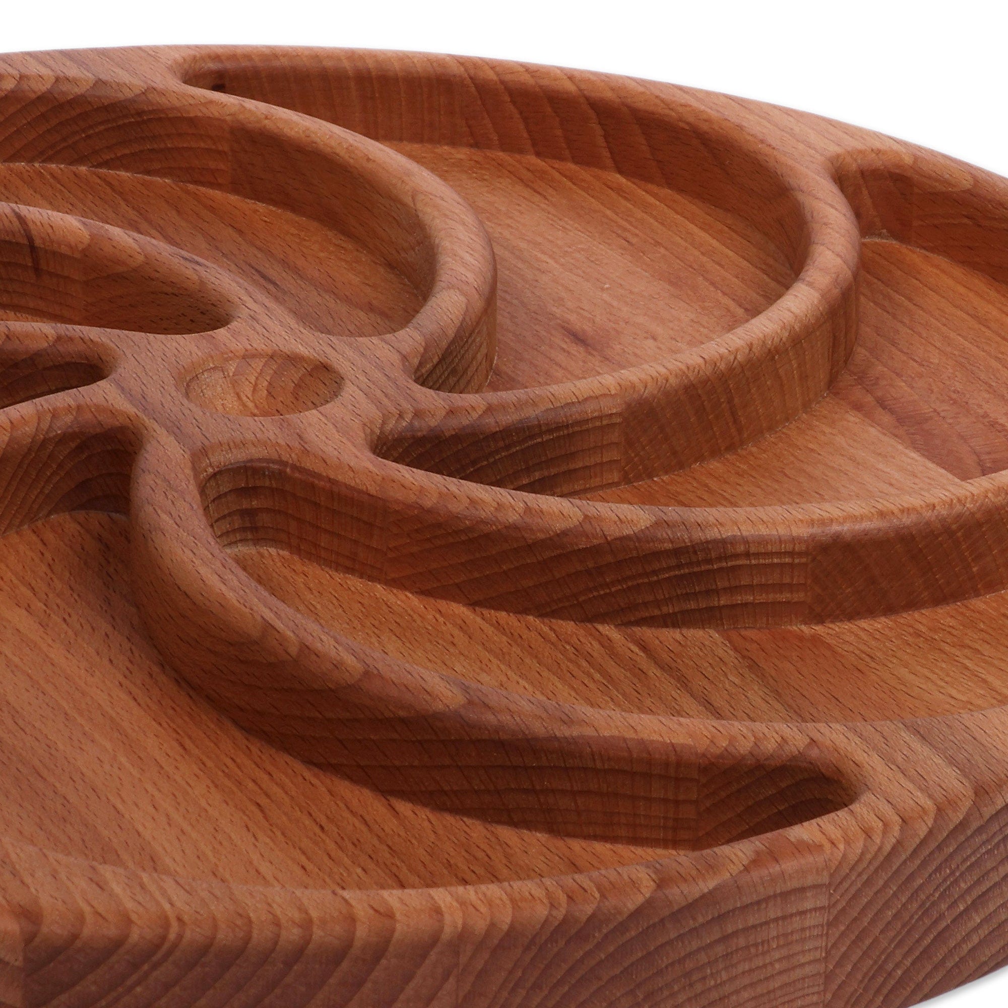 Armenian-Made Hand-Carved Round Beech Wood Appetizer Plate - Tasty Whirl