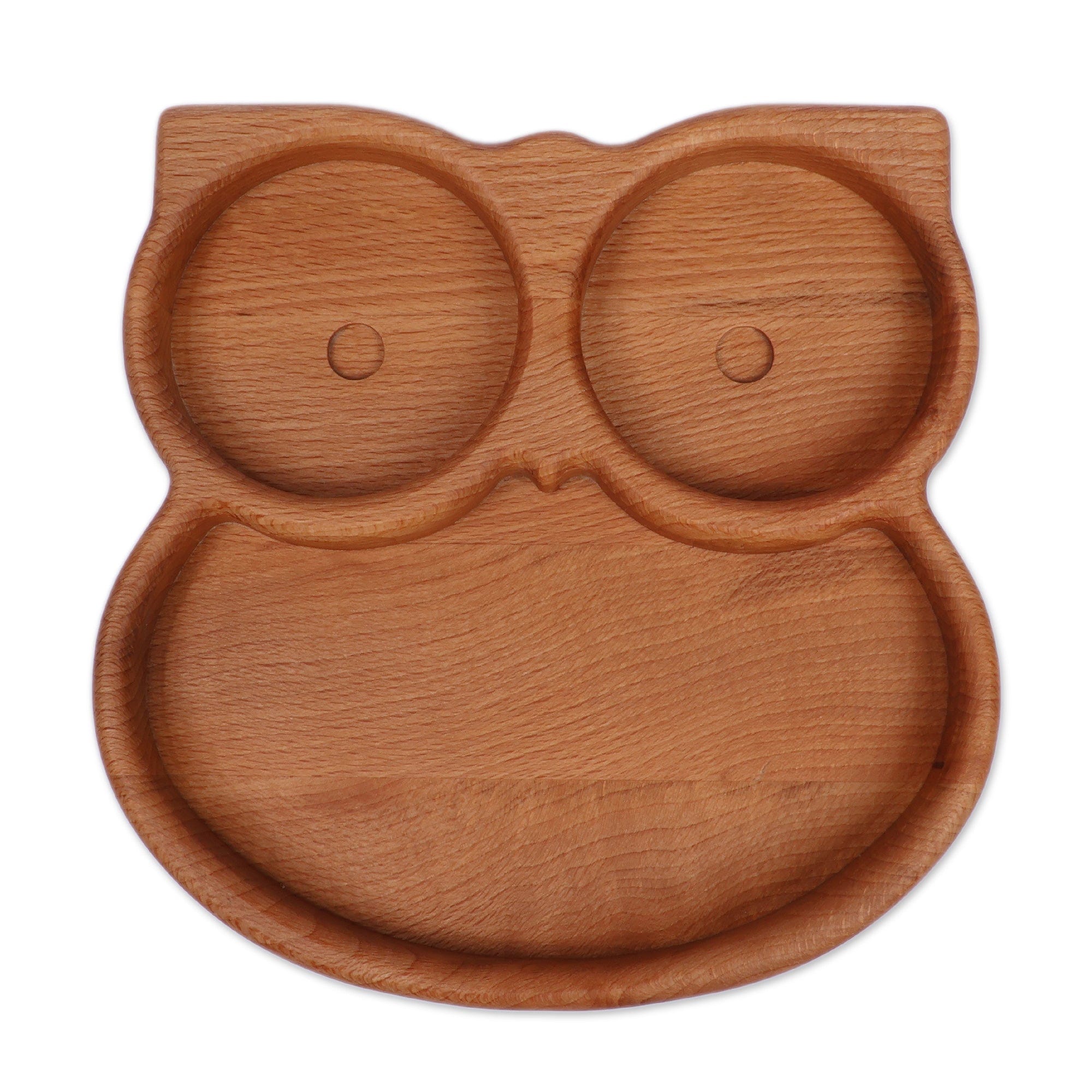Polished Owl-Shaped Beech Wood Appetizer Plate from Armenia - Owl Ambrosia