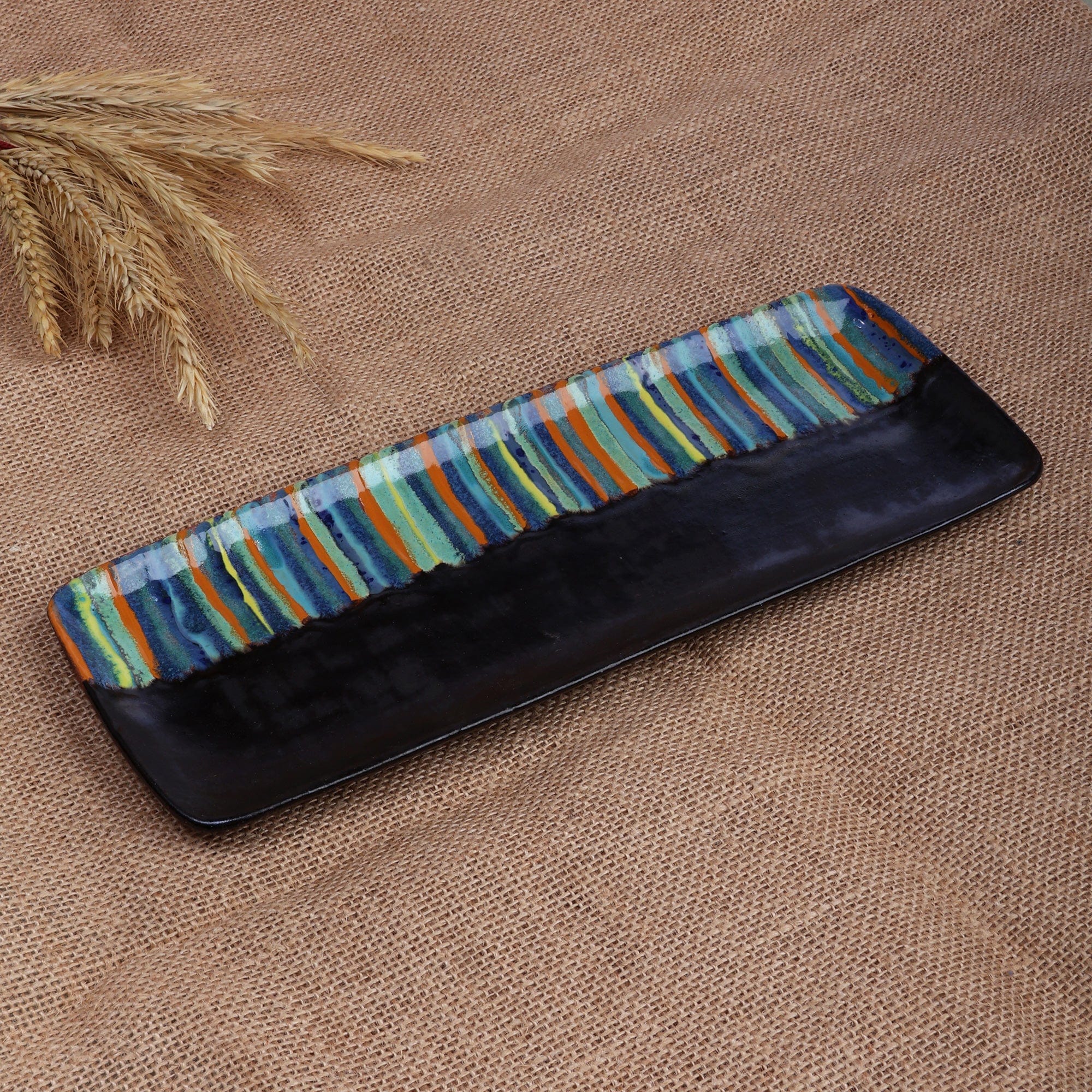 Minimalist-Inspired Glazed Ceramic Platter Made in Armenia - Kaleidoscopic Flavor
