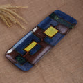 Mosaic-Themed Blue and Brown Rectangular Ceramic Platter - Mosaic Feast