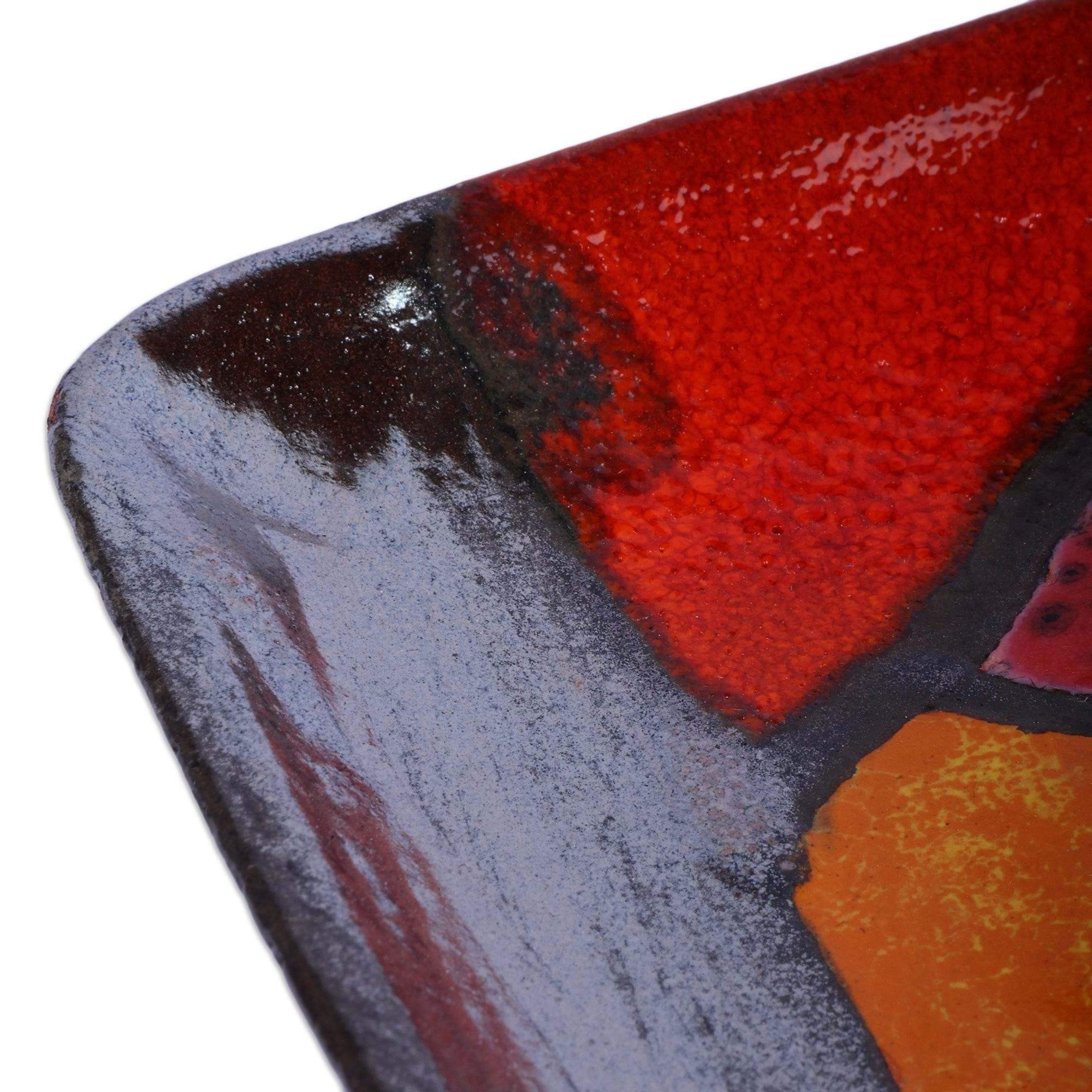 Warm-Toned Glazed Rectangular Ceramic Platter from Armenia - Sunrise Fragments