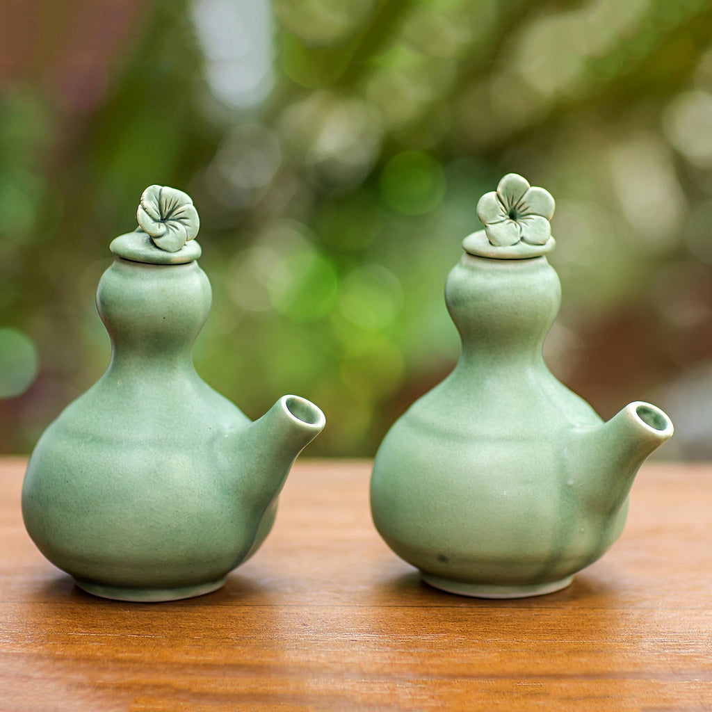 Ceramic Oil And Vinegar Set (Pair) - Happy Frangipani